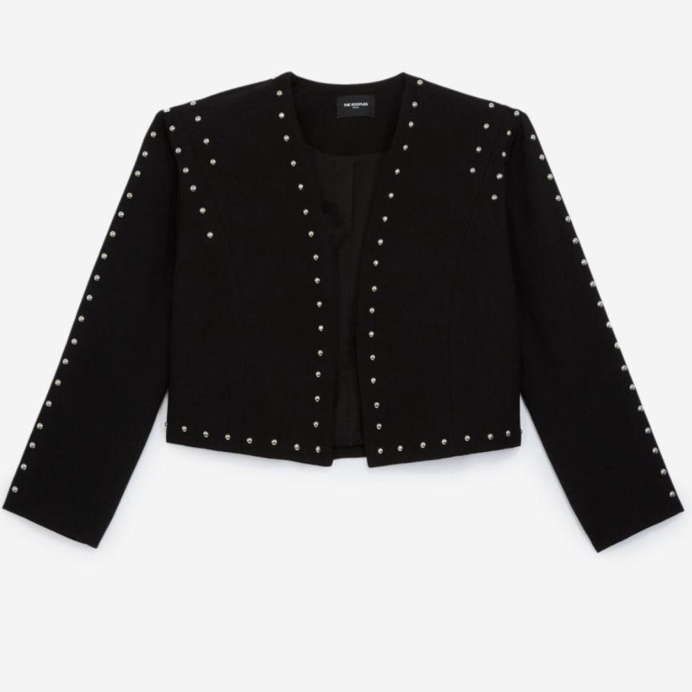 The Kooples Black Wool Jacket with silver studs